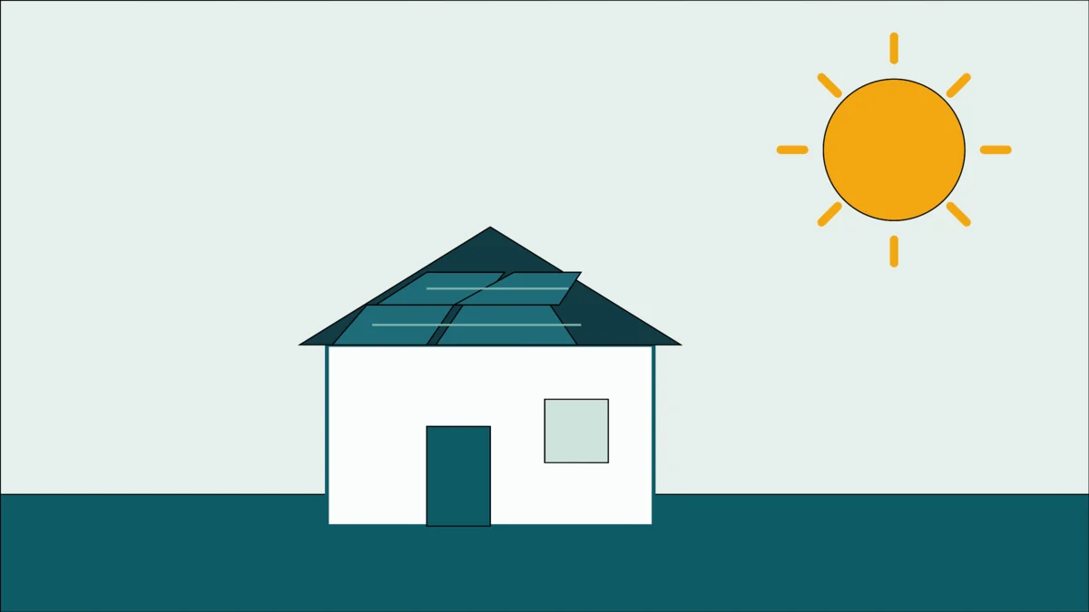 Zonnepanelen op een dak in de zon